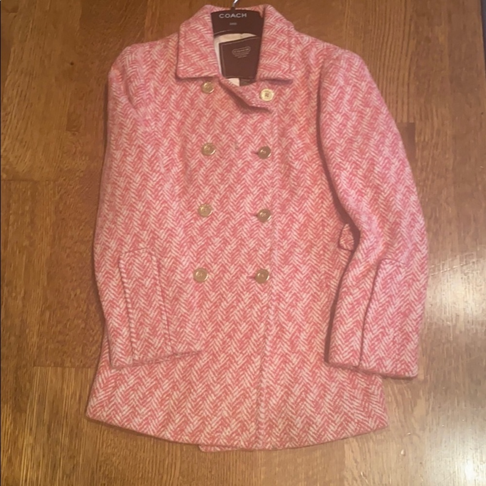 Gorgeous Pink and White Tweed Coach Peacoat